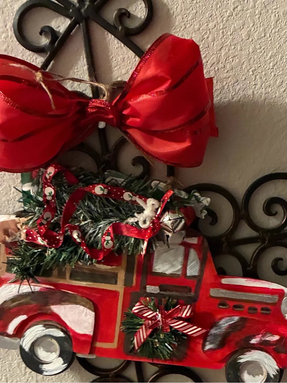 Festive Red Holiday Truck Hanging or Ornament